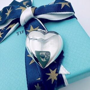 Tiffany & Co. LARGE Puffed Heart Pendant Charm in Silver with Pouch